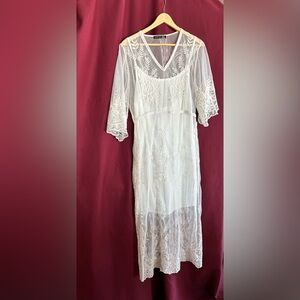 #113 NWT  Black Tape, Long Lace Dress